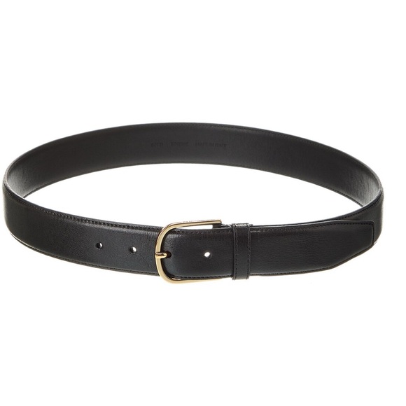 Toteme Leather Belt has rounded buckle in gold-tone metal for a classic appeal.